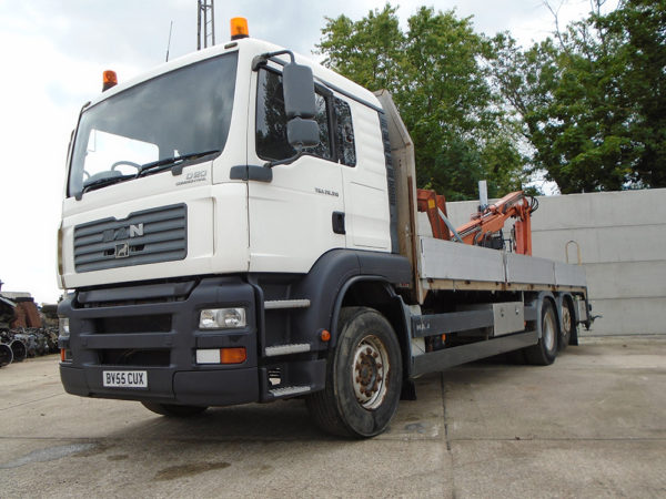2005 Man TGA 26-310 (26T) Sleeper Cab, Rear Mounted Atlas Terex 100-1 Crane, 26ft Alloy Dropside