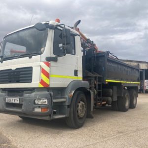 2008/57 MAN 26-285 6X4 MANUAL ATLAS GRAB, TWIN CONTROLS, STEEL BODY TIPPER  VERY TIDY