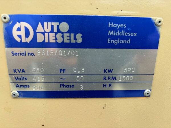 Auto Diesels 650 KVA Generator - Image 4